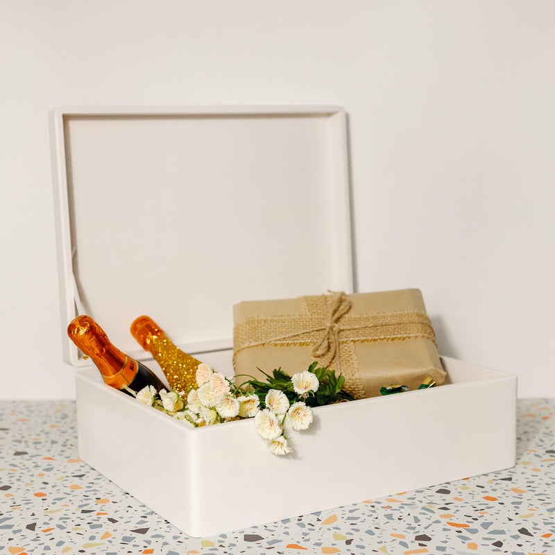 Creative Deco XL White Wooden Box Storage with Hinged Lid | 15.8x11.8x5.5in (+-0.5) | Gift Box for Tool Dog Toy Shoes Clothes Kitchen Storage | Wood Keepsake Chest - Image 4